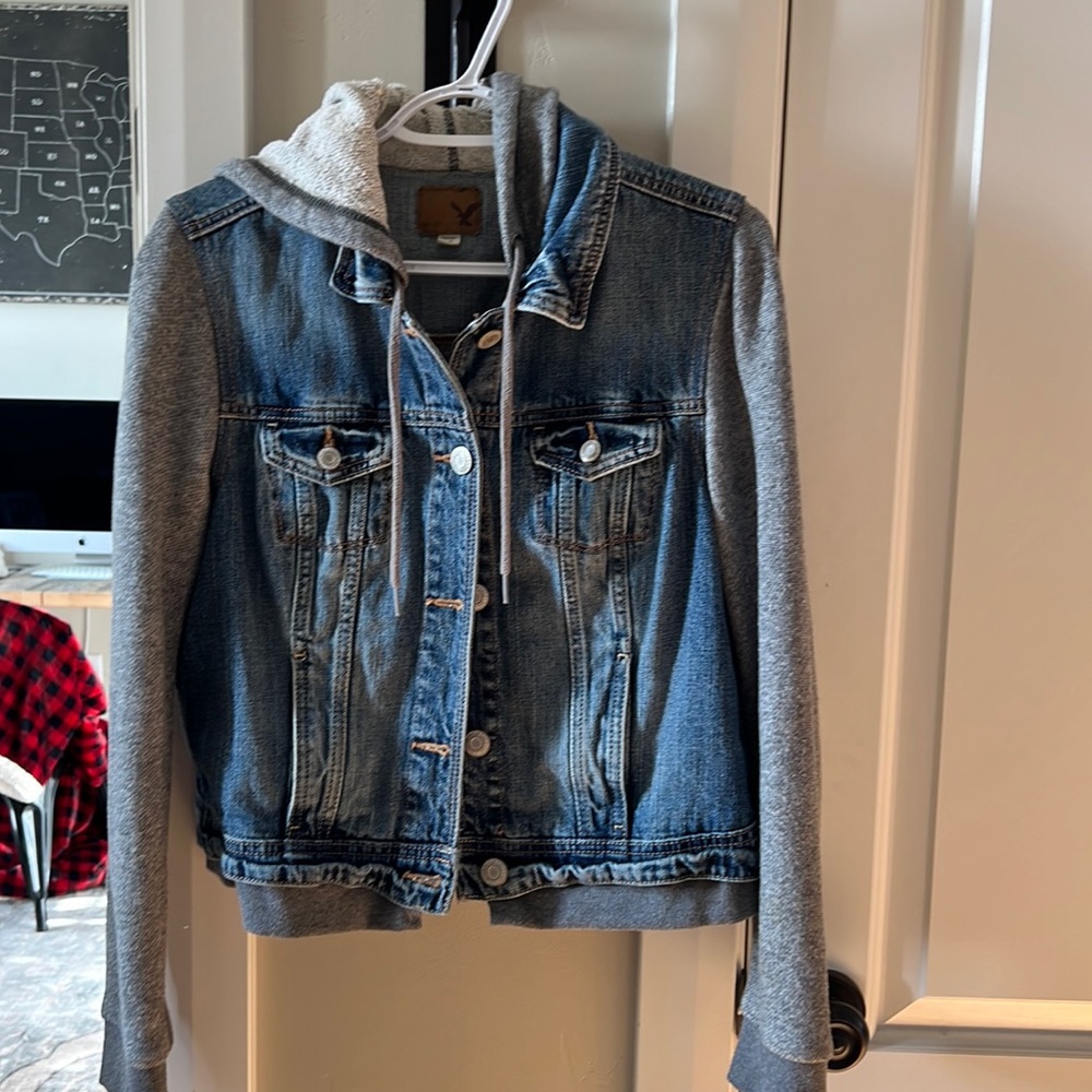 American Eagle Jean Sweatshirt Jacket